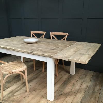RECLAIMED WOOD TABLE WITH EXTENDING LEAVE 