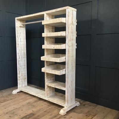 Whitewashed Art Deco Hanging Rail with Drawers Whitewashed Art Deco Hanging Rail with Drawers