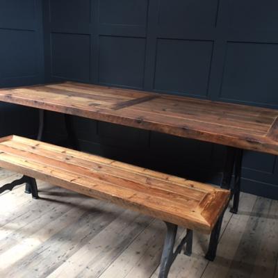 NEW YORK CAST IRON TABLE BASE &amp; RECLAIMED WOOD £950
