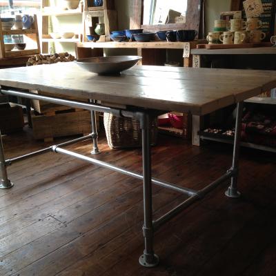 Scaffold Pole Table Whitewashed
